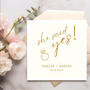 She Said Yes Engagement Party Dusty Yellow Napkins