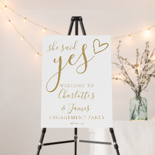 She Said Yes Engagement Party Gold Welcome Sign