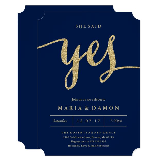 She Said Yes Engagement Party Invitation