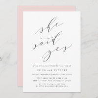 Personalised engagement party invitations SHE SAID YES PINK FREE ENVELOPES & DRA 