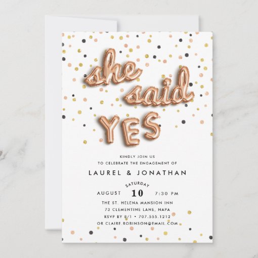 She Said Yes Engagement Party Invitation Zazzle