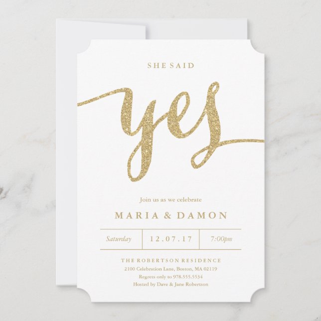 She Said Yes Engagement Party Invitation (Front)