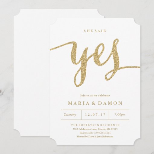 She Said Yes Engagement Party Invitation Zazzle