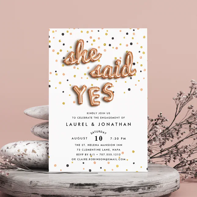 She Said Yes Engagement Party Invitation Zazzle