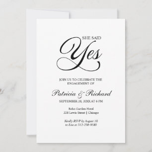 She Said Yes Engagement Party Invitation