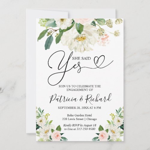 She Said Yes Engagement Party Invitation Floral