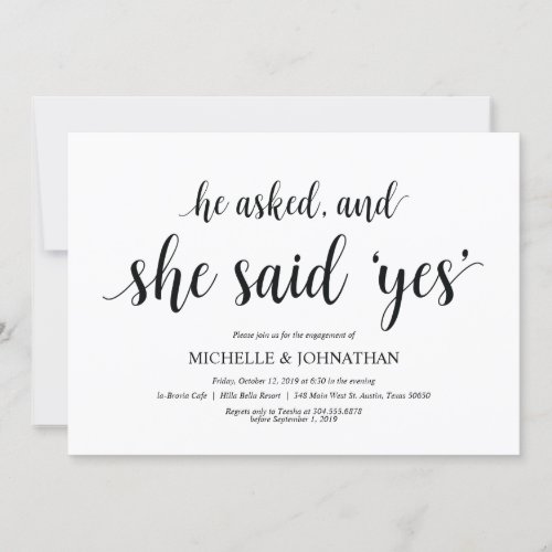 She said yes Engagement Party invites