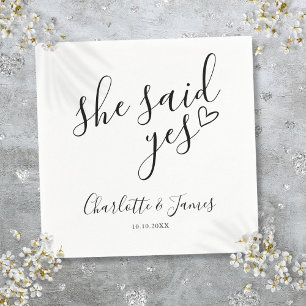 She Said Yes Engagement Party Love Heart Napkins
