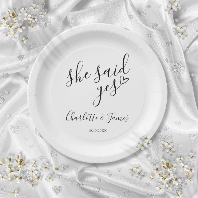 She Said Yes Engagement Party Love Heart Paper Plates (She Said Yes Engagement Party Love Heart Paper Plates)
