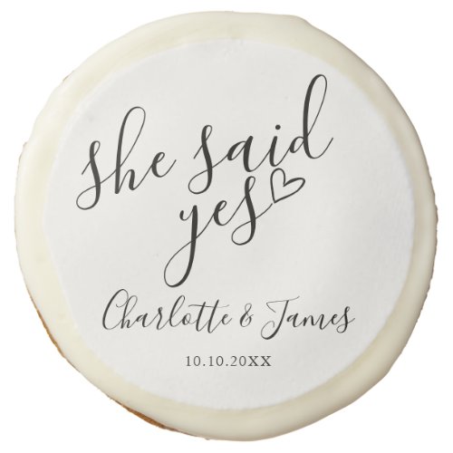 She Said Yes Engagement Party Love Heart Sugar Cookie