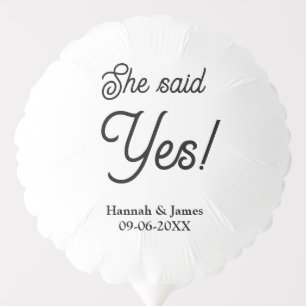 She said yes engagement party name date simple min balloon