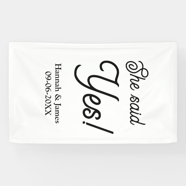 She said yes engagement party name date simple min banner (Horizontal)