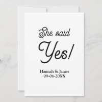 She said yes engagement party name date simple min