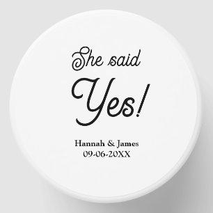 She said yes engagement party name date simple min mini candle favors