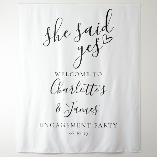 She Said Yes Engagement Party Photo Prop Tapestry