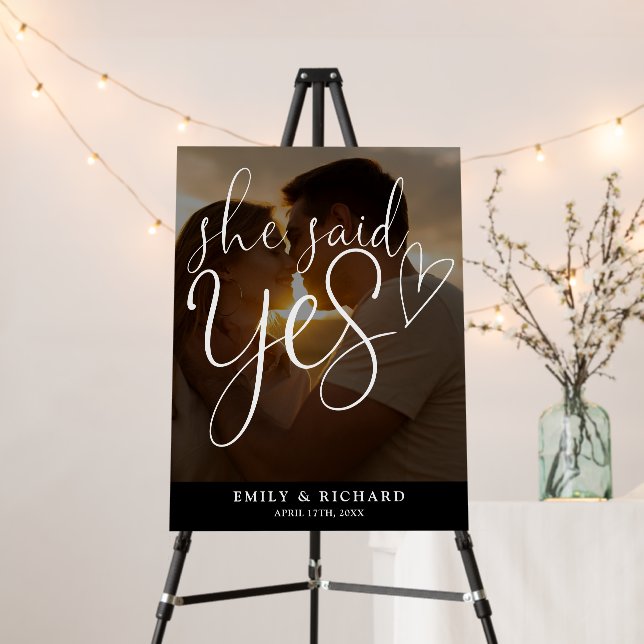 She Said Yes Engagement Party Photo Welcome Sign (In Situ (Stand))