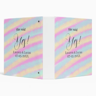 She said yes engagement party pink blue yellow ste 3 ring binder