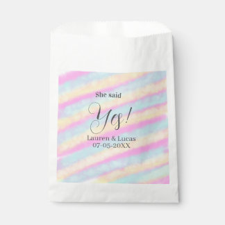 She said yes engagement party pink blue yellow ste favor bag