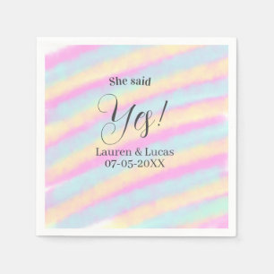 She said yes engagement party pink blue yellow ste napkins