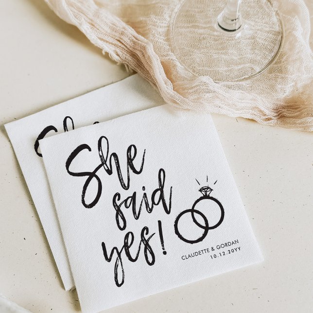 She Said Yes! | Engagement Party Script Lettering Napkins (Creator Uploaded)