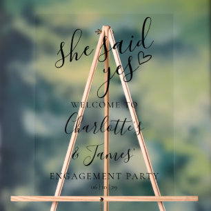 She Said Yes Engagement Party Welcome Acrylic Sign