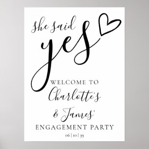 She Said Yes Engagement Party Welcome Sign