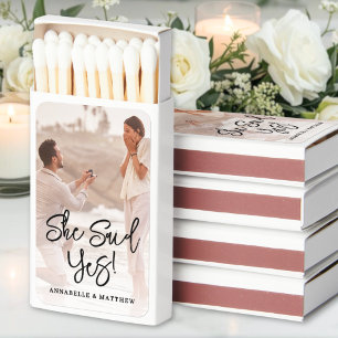 She Said Yes Engagement Photo Matchboxes