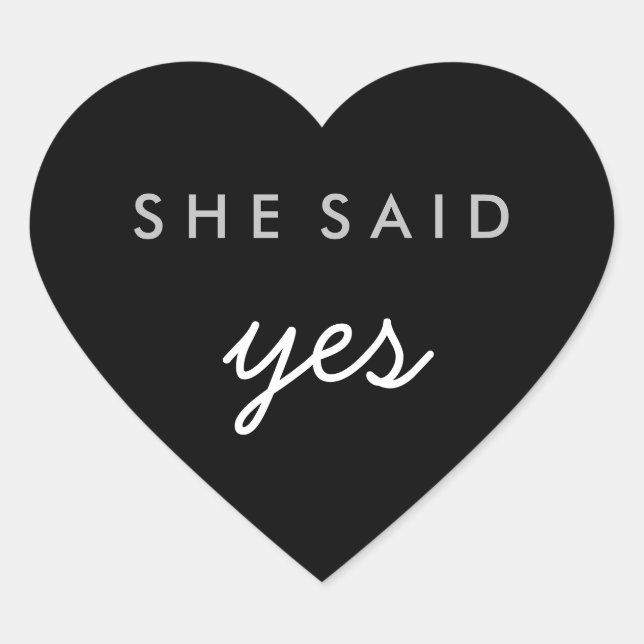 She Said Yes Engagement Wedding Sticker Silver (Front)