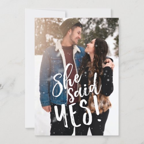 She Said Yes Engagement Winter Photo Save the Date Invitation