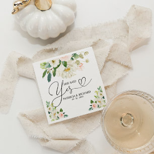 She Said Yes Floral Engagement Party Napkins