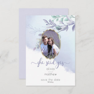 She Said Yes Floral Oval Save the Date Invitation