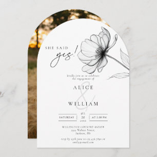 She Said Yes Floral Photo Engagement Party Arch Invitation