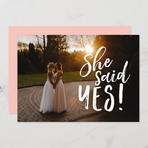 She Said Yes  Gay Lesbian Photo Save the Date Invitation