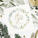 She Said Yes Greenery Eucalyptus Bridal Shower Napkins<br><div class="desc">She Said Yes Greenery Eucalyptus Bridal Shower Napkins</div>