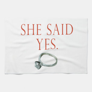 She Said Yes Groom Engagement Towel
