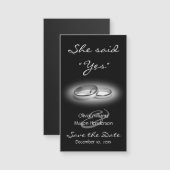 She said "Yes" Inexpensive Save the Date in black (Front/Back)