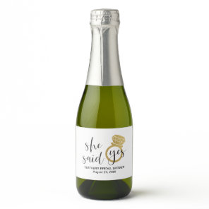 She Said Yes Mini Sparkling Wine Bottle Label