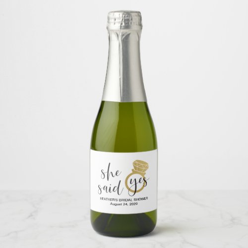 She Said Yes Mini Sparkling Wine Bottle Label