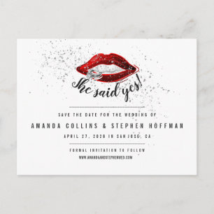She Said Yes Modern Chic Photo Save the Date Postcard