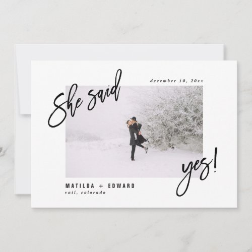 She said yes Modern graphic photo wedding Save The Date