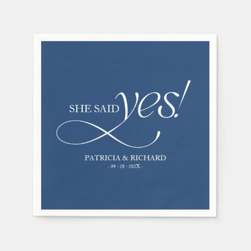 She Said Yes Modern Minimalist Engagement Party Napkins