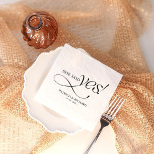 She Said Yes Modern Minimalist Engagement Party Napkins