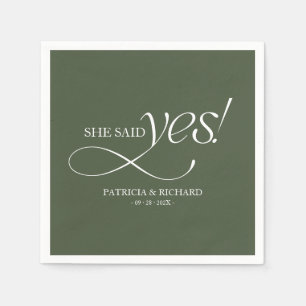She Said Yes Modern Minimalist Engagement Party Napkins