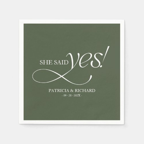 She Said Yes Modern Minimalist Engagement Party Napkins
