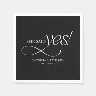 She Said Yes Modern Minimalist Engagement Party Napkins