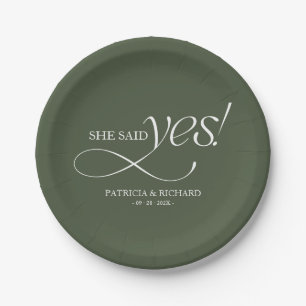 She Said Yes Modern Minimalist Engagement Party Paper Plates