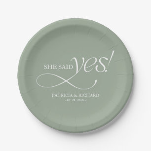 She Said Yes Modern Minimalist Engagement Party Paper Plates