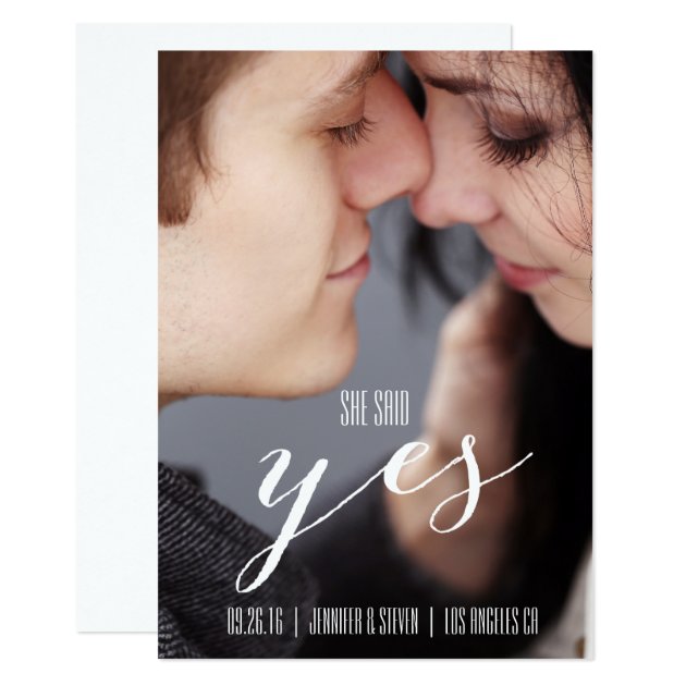 SHE SAID YES | MODERN PHOTO SAVE THE DATE CARD