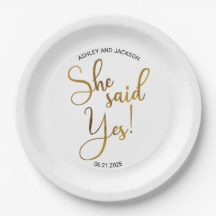 She Said Yes Paper Plates
