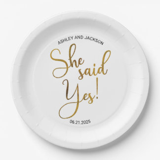 She Said Yes Paper Plates